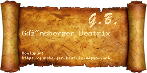 Günsberger Beatrix névjegykártya